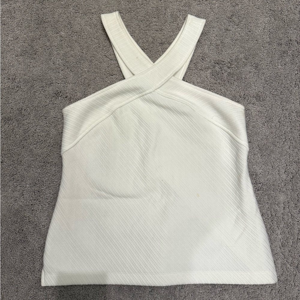 Anthropologie White Cross-Strap Tank Top